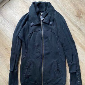 Free People Black Zip Front Knit Jacket